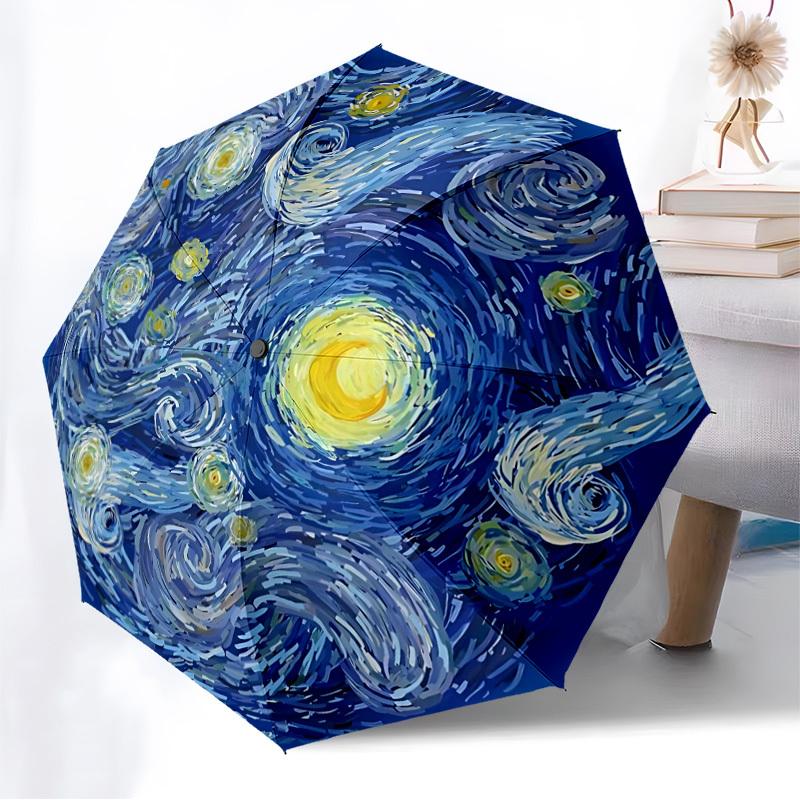 1pc Starry Night Automatic Folding Umbrella, Heavy-Duty 8-Rib Construction, Perfect for Everyday Yy251114121