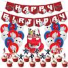 Baymax Birthday Decorations Party Set, Big Hero 6, Disney Character, Cute White Balloons, Happy Birthday Garland, 32-Piece Set, for Boys and Girls