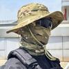 Camouflage Boonie Cap Balaclava Hat Suit Foldable Soft Hat Outdoor Hunting Fishing Wide Brimmed Hat Sunscreen Caps Hat Mask Set