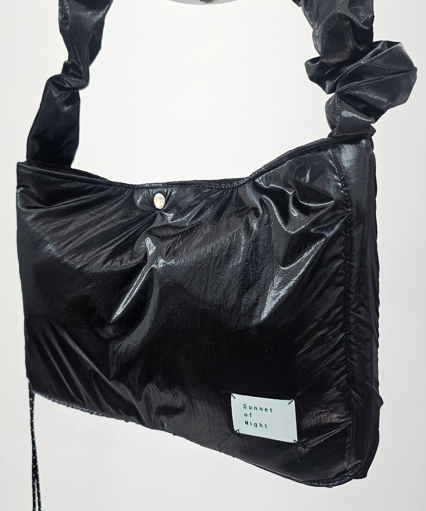 Sonnetofnight Holographic Shirred Shoulder Crossbody Bag Black