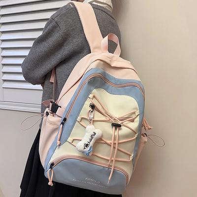Color Contrast Backpack Women's Large Capacity Lightweight Student Schoolbag
