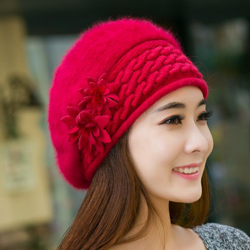 

Модные женские шапки осень-зима креативная вязаная крючком цветочная шапка теплая французская шапка-берет для женщин популярная для холодной погоды One Size
