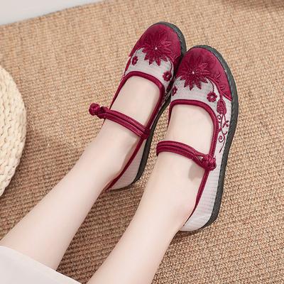 Scarpe di stoffa vecchie di Pechino Scarpe di maglia della mamma Scarpe di maglia ricamate stile antico traspirante estivo