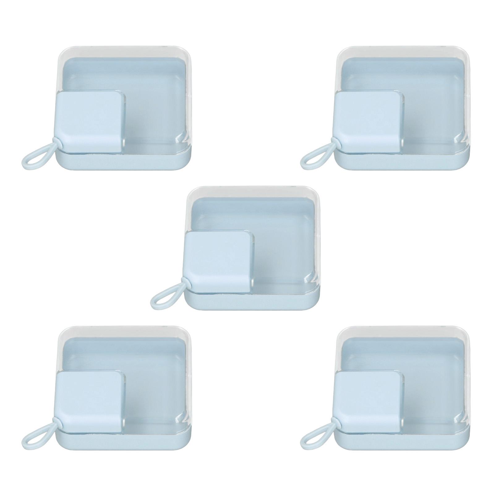 

5pcs Square Makeup Sponge Box Transparent Portable Hanging Cosmetic Sponge Case for Girl Blue