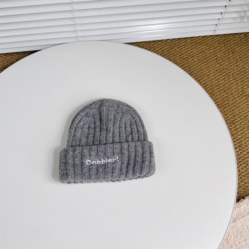 Autumn and Winter New Style English Embroidered Knitted Hat for Boys and Girls Stylish and Versatile Woolen Hat  Simple Ear Protection Hat