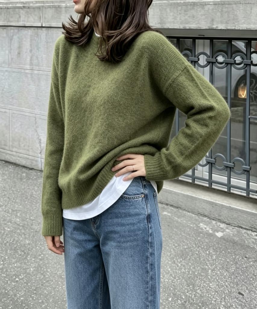 Cross-border retro simple flower yarn plush round neck pullover long-sleeved fluffy knitted pullover women's warm long-sleeved top
