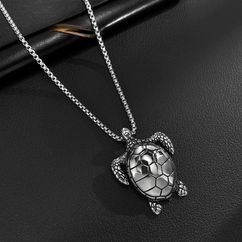 Hip Hop Necklace Men's Stainless Steel Personality Versatile Trendy Flu Turtle Titanium Jewelry