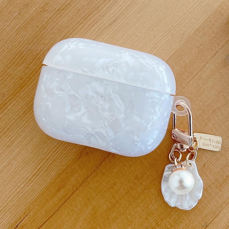 Capa FINON para AirPods 4ª Geração e AirPods Mosquetão Fofo Brilhante e Estiloso 4, Alça, (Branco)