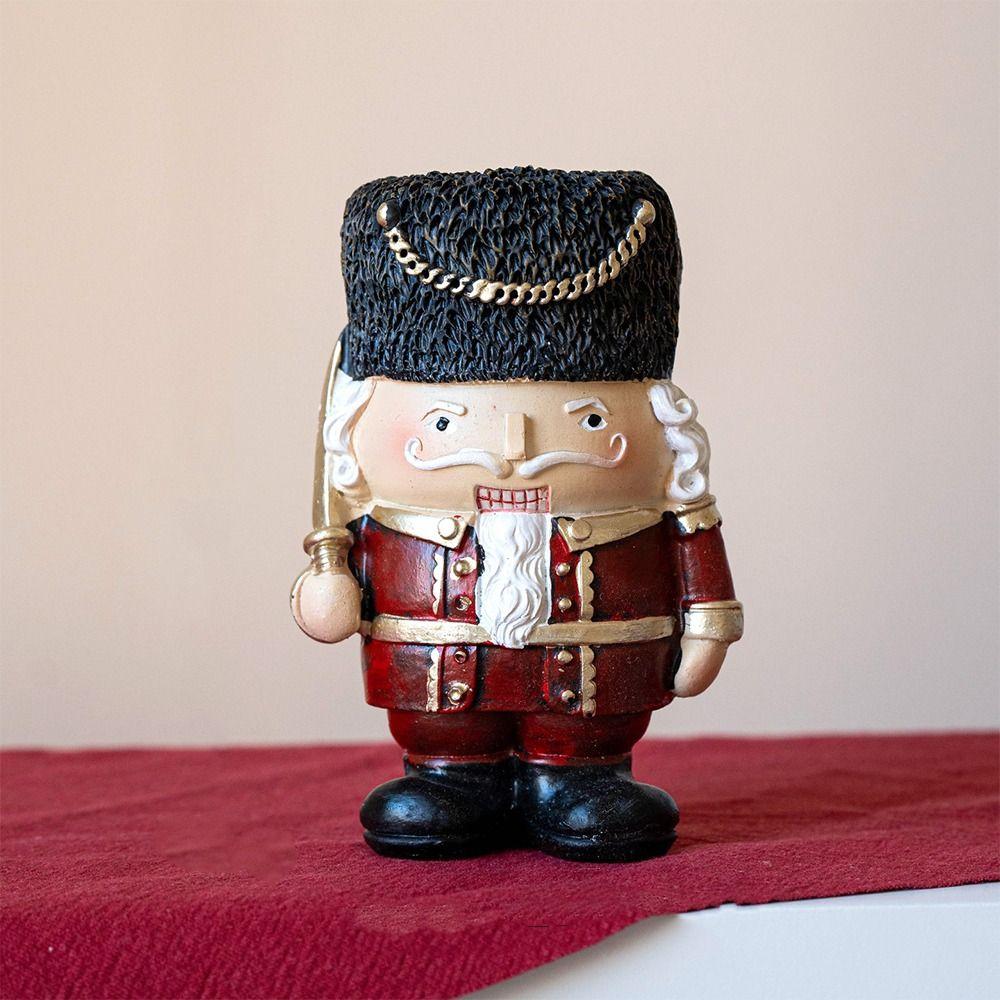 Cartoon Christmas Resin Nutcracker Handcrafted Hand Painting Nutcracker Puppet Pendant Standing Christmas Figurine Office Decor