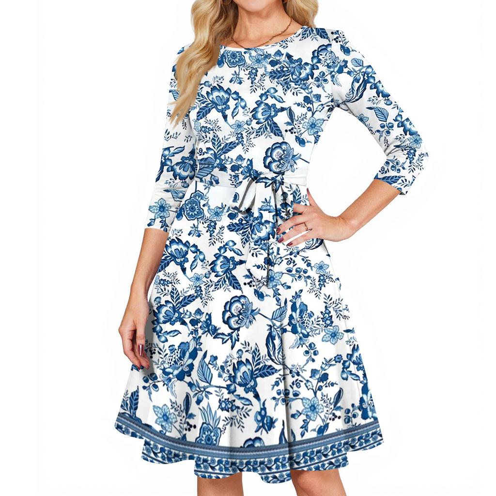 Women's Cocktail Dresses 3/4 Sleeve Vintage Wedding Guest Dress