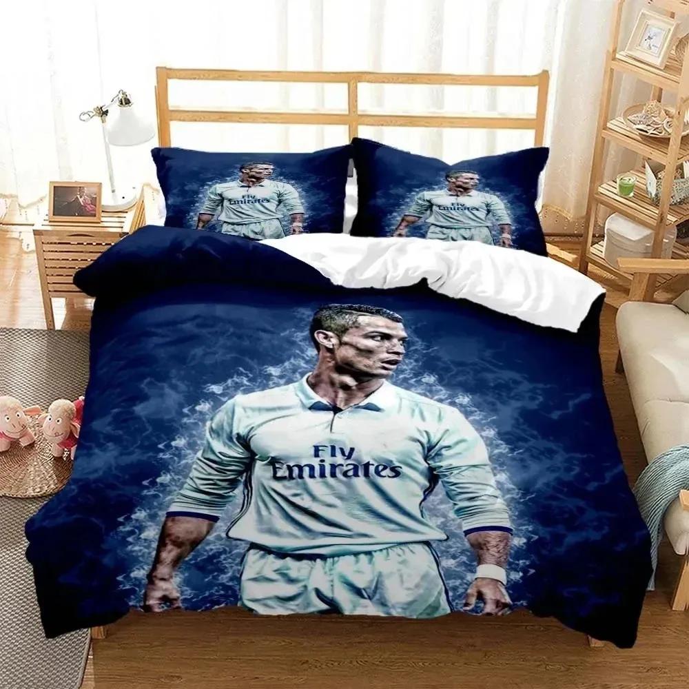 3D Print Football Star Cr7 Bedding Set Boys Girls Twin Queen Size Duvet Cover Pillowcase Bed Adulthome Textile