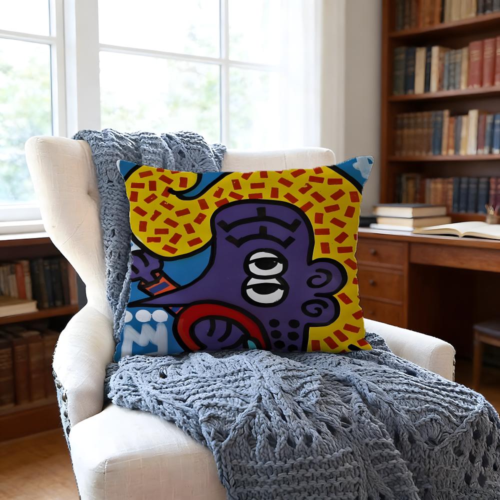 Dutchstreet Art Cushion Cover Anti-Dust Mite Short Plush Pillowcase - Invisible Zipper Silky Soft Sofa Cushion Cover