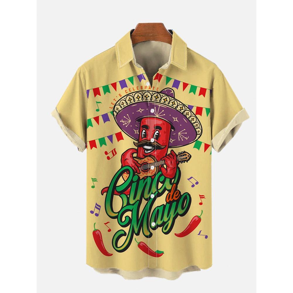 Men's Shirts Mexican Style Skull Pattern 3D Print Tops New Summer Casual Fashion Beach Party Tops Short Sleeves Men Clothing