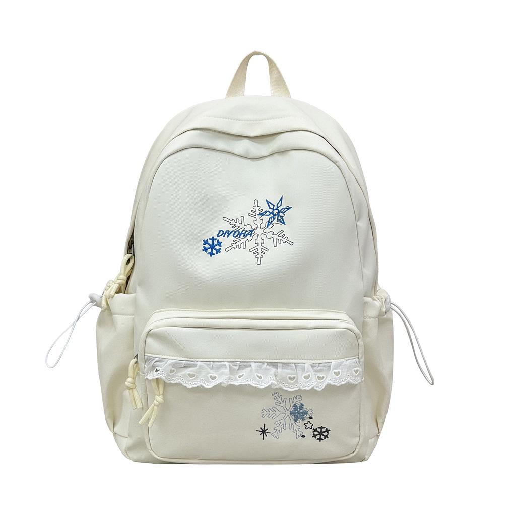 School bag for girls, simple lace lace trim school bag, ballet style, large capacity, sweet commuter soft girl backpack
