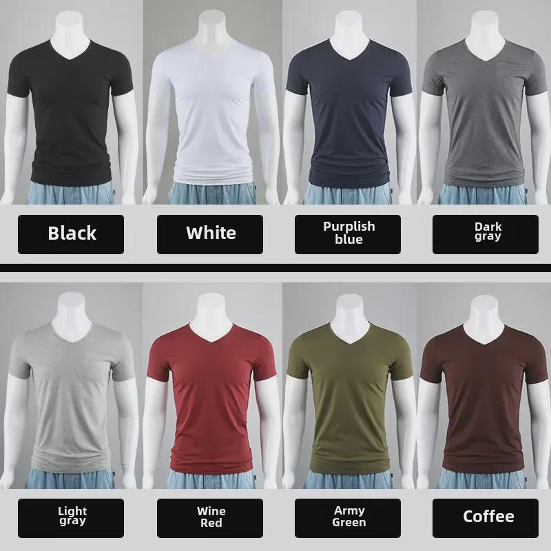 Men's Slim Fit V-Neck Short-Sleeve Cotton T-Shirt, Black