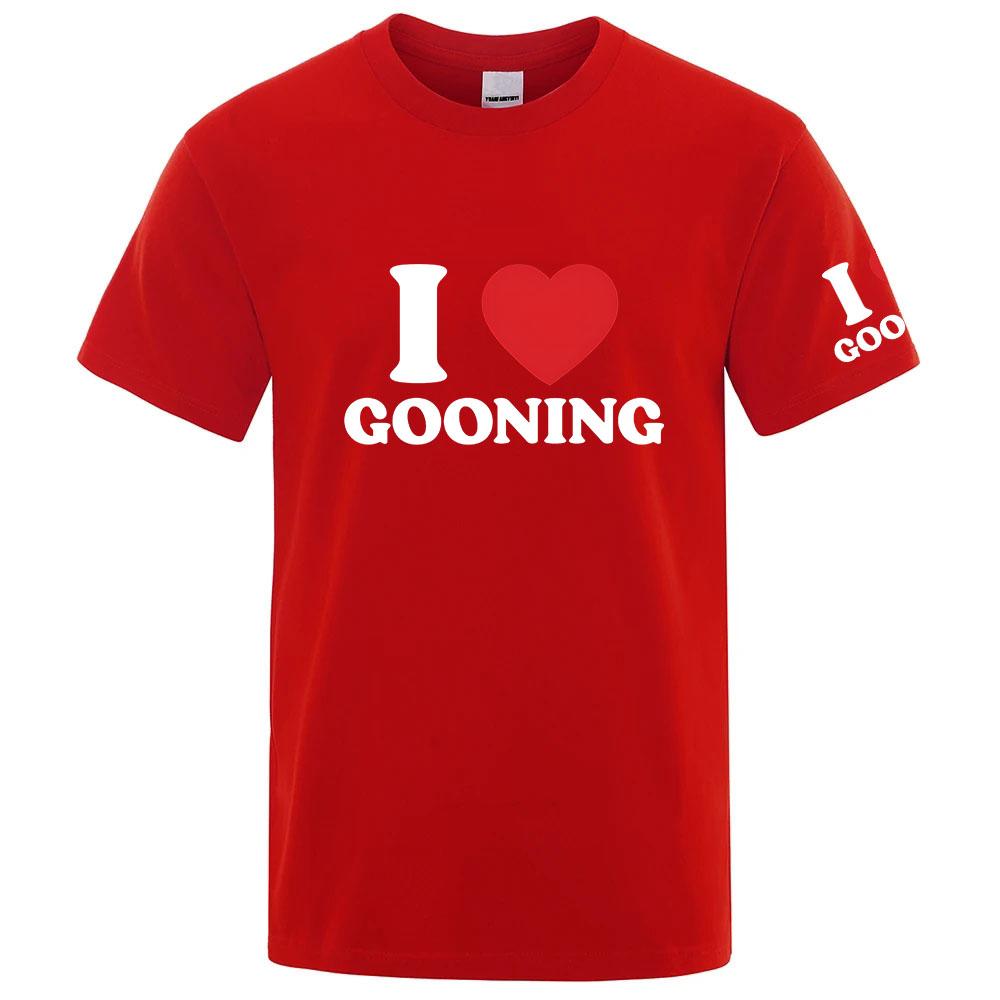 Summer 2025 I Love Gooning Logo Print Unisexs New Pure Cotton Casual Breathable High Street Lightweight Ice Silk Tshirt