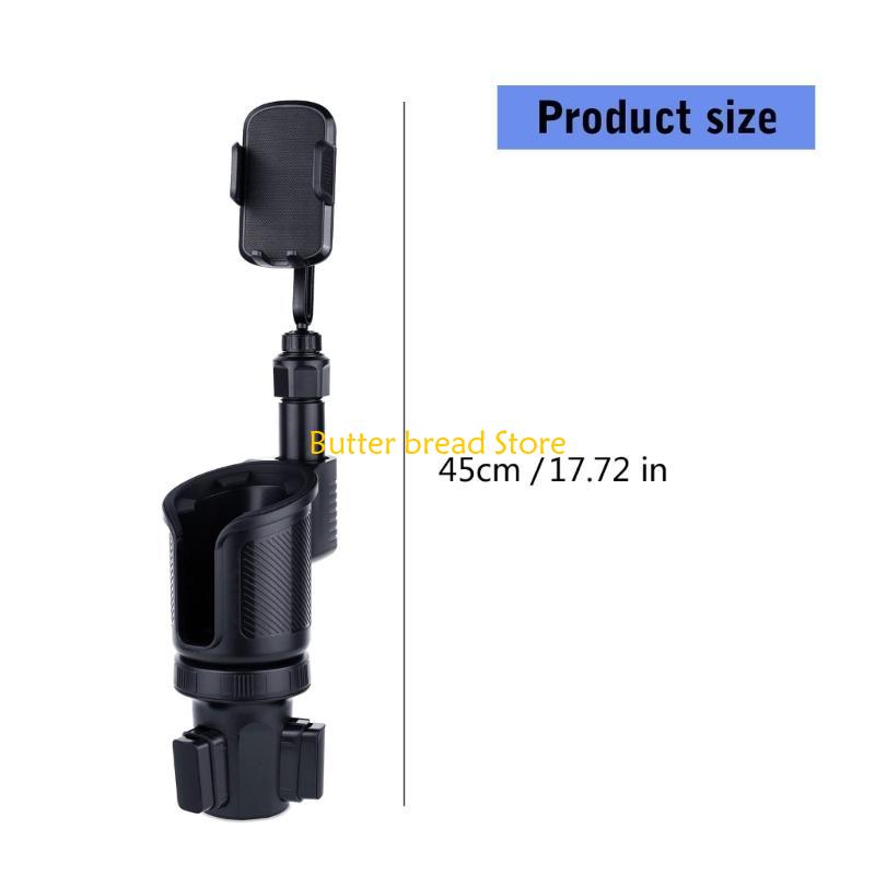 W89C 360 Degree Rotating Car Cup Holder with Phone Stand 45cm for Secure Placement
