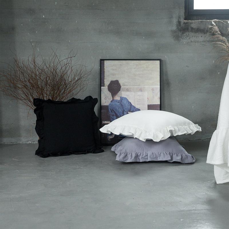 Ins Wind Ruffle Cushion Cover Solid Color Pillowcases Cotton Sofa Car Home Decorative Pillow Cover Princess Girl Room Decoration