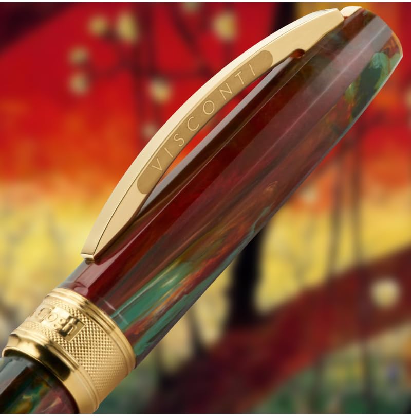 Visconti Van Gogh Plum Garden Red GT Fountain Medium Pen, Nib, KP12-23-FPM