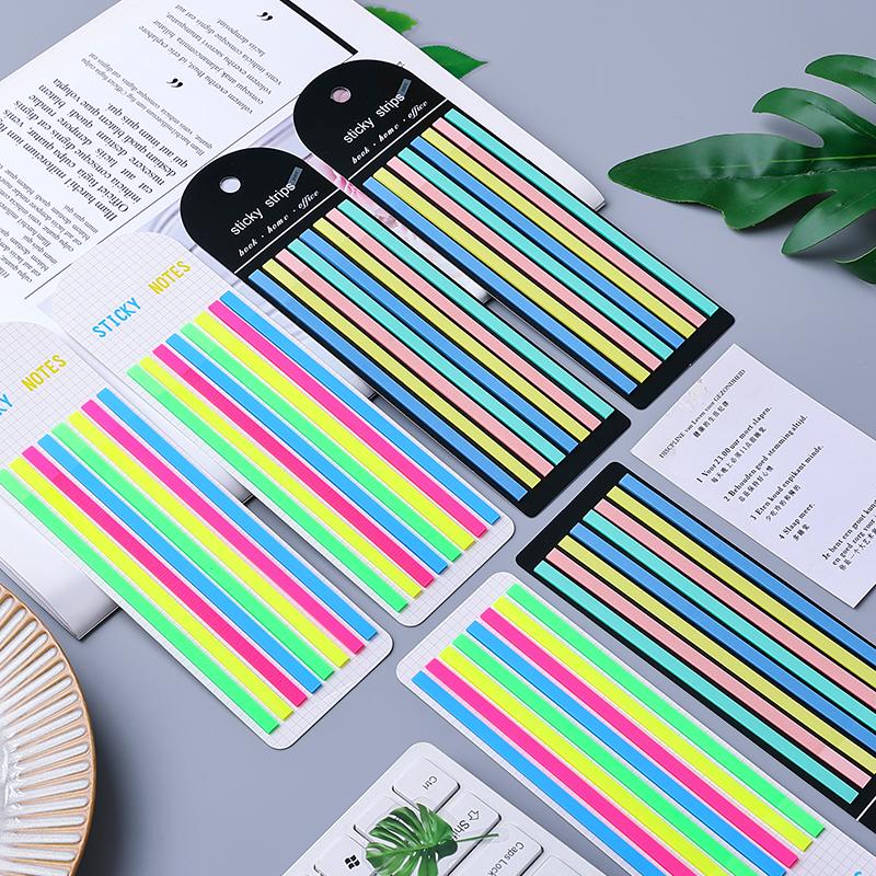 1pcs Fluorescent Sticky Strips 160 Sheets PET Transparent Memo Pad Index Stickers for Book Home Office