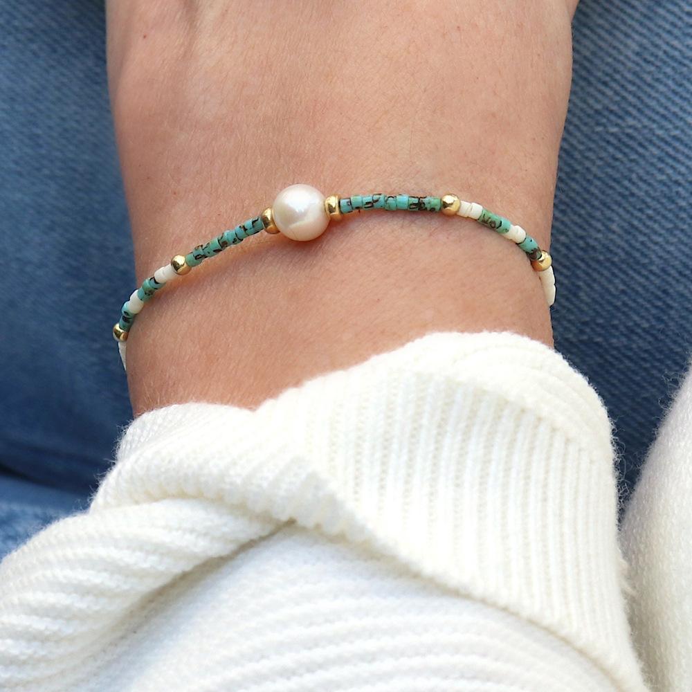 Mini Bead Simulation Pearl Bracelet Bohemian Elastic Beaded Bracelet Jewelry