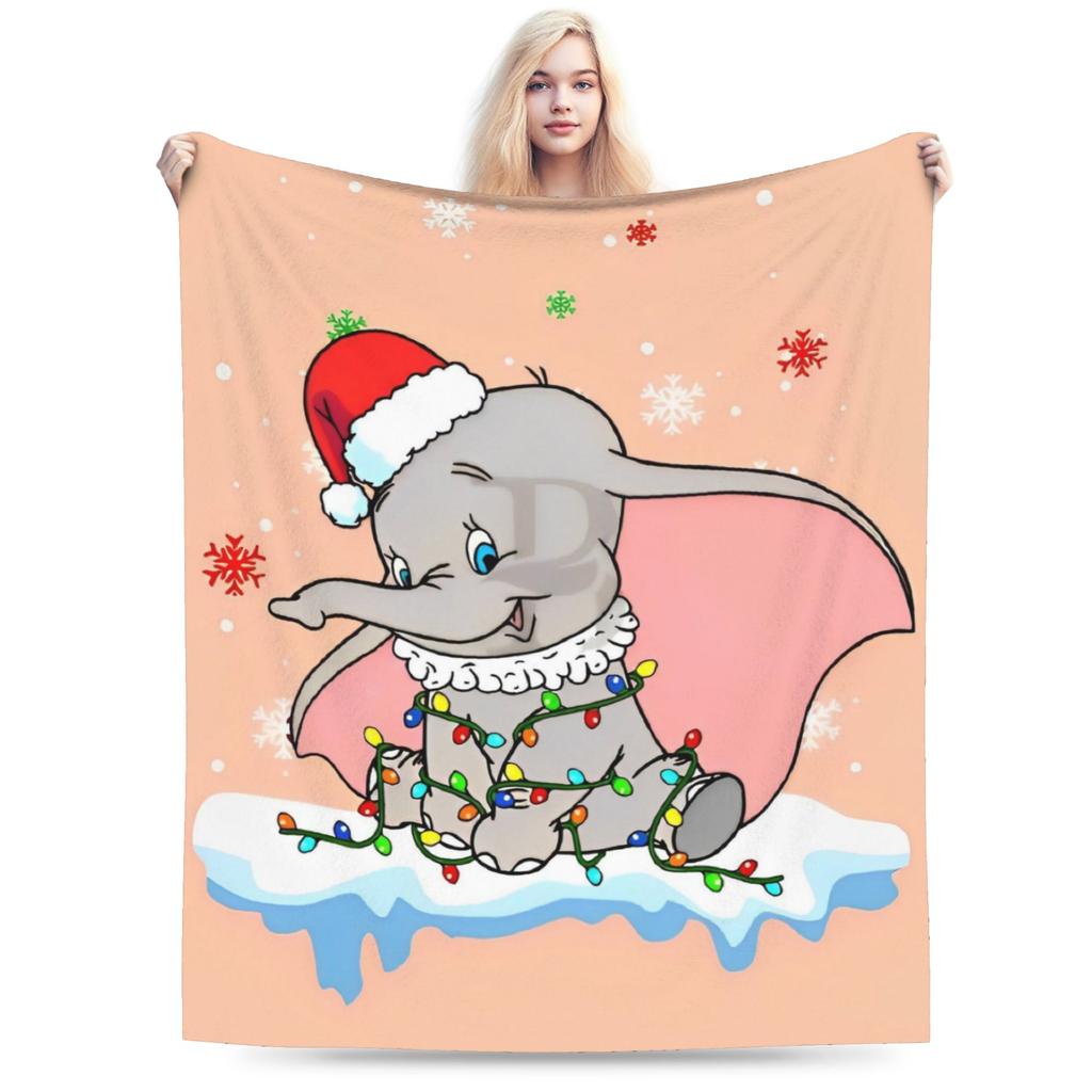 Dumbo Cartoon Blankets Velvet Spring Autumn The Flying Elephant Portable Warm Throw Blanket for Sofa Travel Plush Thin Quilt
