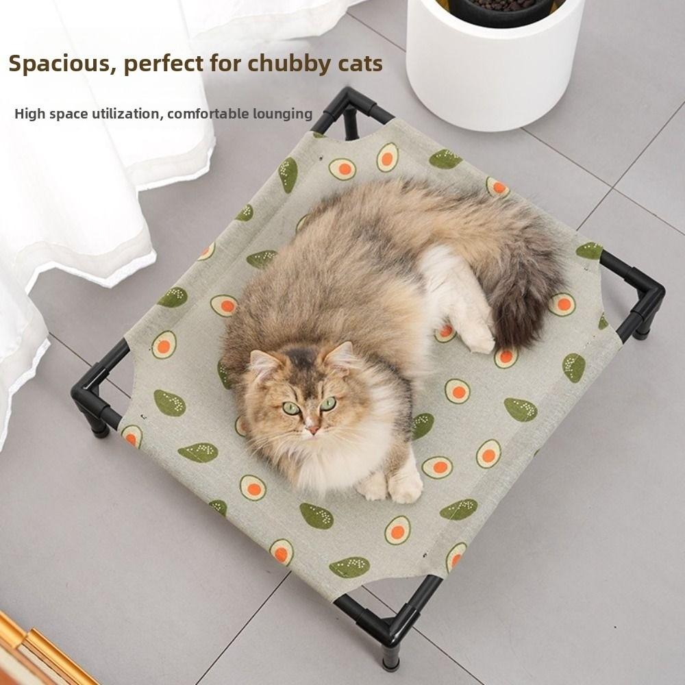 Abnehmbares erhöhtes Katzenbett Atmungsaktives Netz Stabiler Rahmen Haustier Campingbett Feuchtigkeitsbeständig Waschbar Katzensofa Bett Outdoor Camping