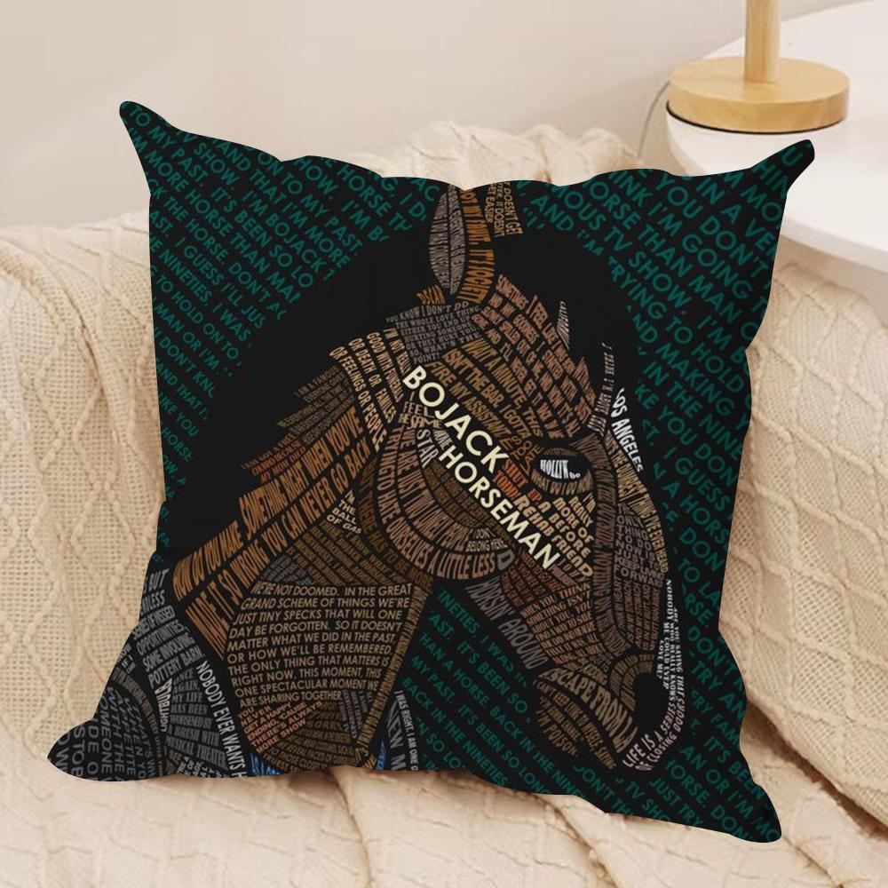 B-Bojack Horseman Cushion Cover Soft Plush Fabric Double-Sided Printed Sofa Cushion Cover For All Seasons Home Decor Gift