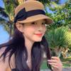 New Panama Simple Summer Beach Hat Fashion Casual Lady Women Flat Brim Bowknot Straw Cap Sun Protection Hats Seaside Vacation
