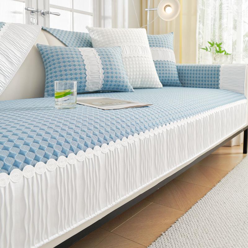 Ice Silk Sofa Cushion Summer Mat Cushion  New Simple Premium Cool Doudou Non-Slip Cover Cloth Towel Cover