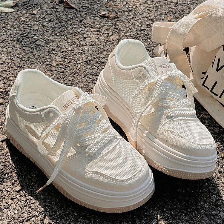 Little White Shoes Women's Skirt 2025 New Summer Mesh Shoes Women's Breathable Thin Mesh Shoes Platform Sports Board Shoes