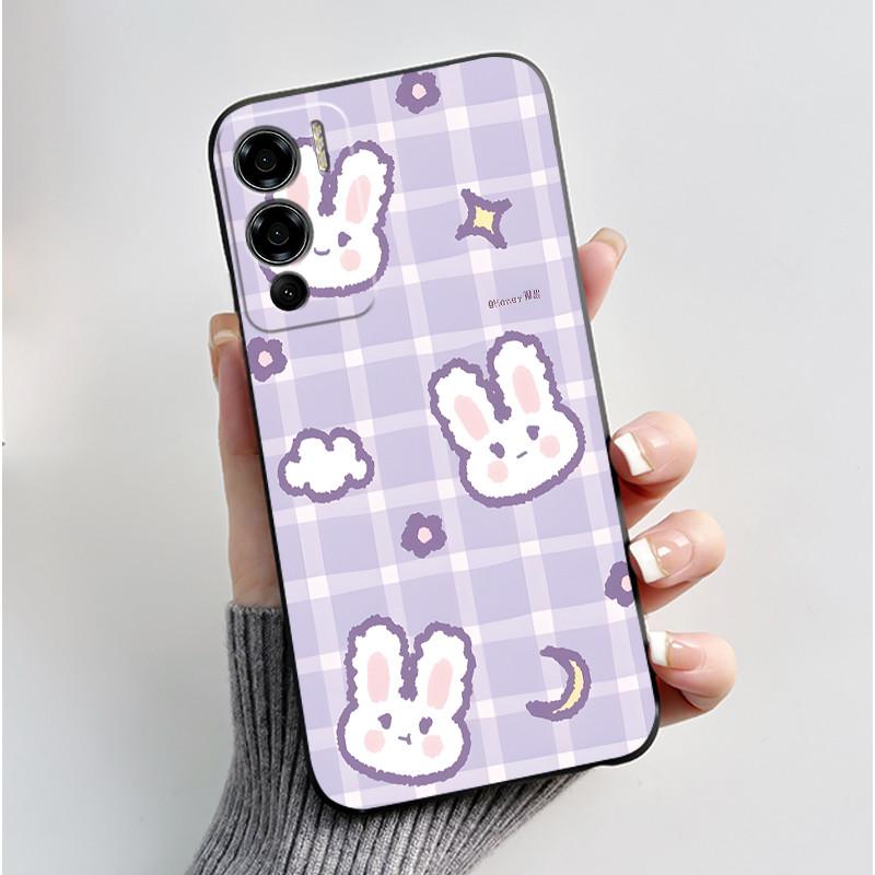 Case For Doogee N60 Pro Phone Case Luxury Cute Love Heart Rabbit Cartoon Funny Cover Black TPU Soft Silicone Protective Casing