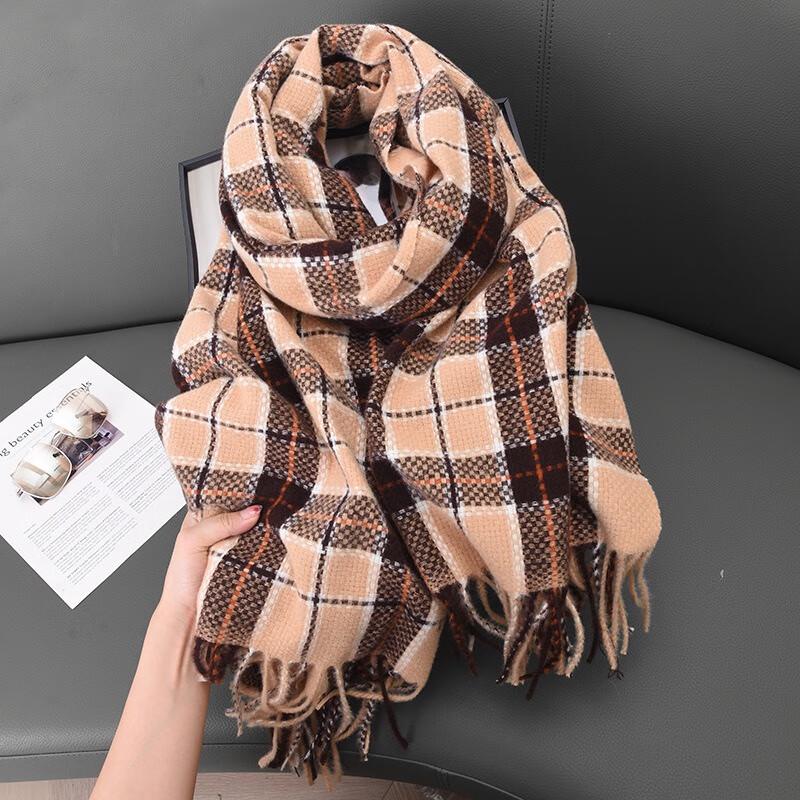Fumide Woven Grid Imitation Cashmere Scarf Shawl