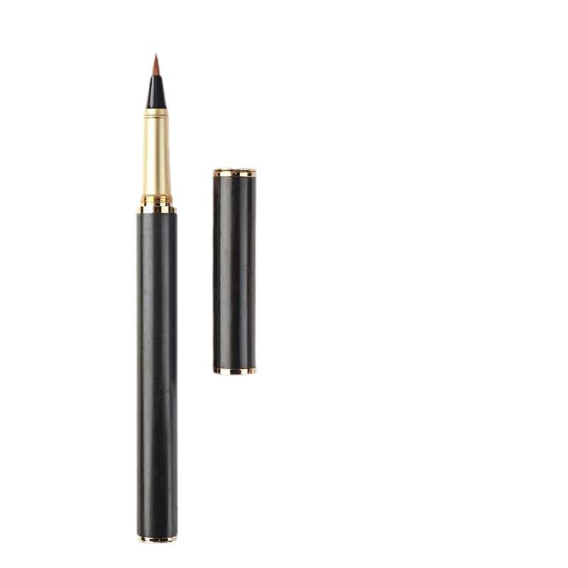 Sandalwood Calligraphy Brush Pen with Replaceable Ink and Nylon Soft Tip for Small Regular Script, Engraving Capable