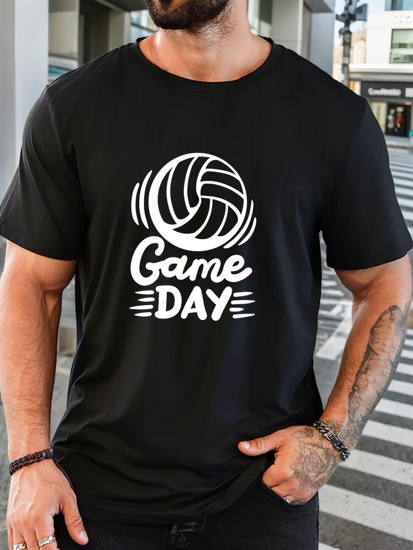 Game Day Volleyball Graphic T-shirt - Bold Sports Tee in Black/White | Breathable Shirt for Volleyball Fans XL
