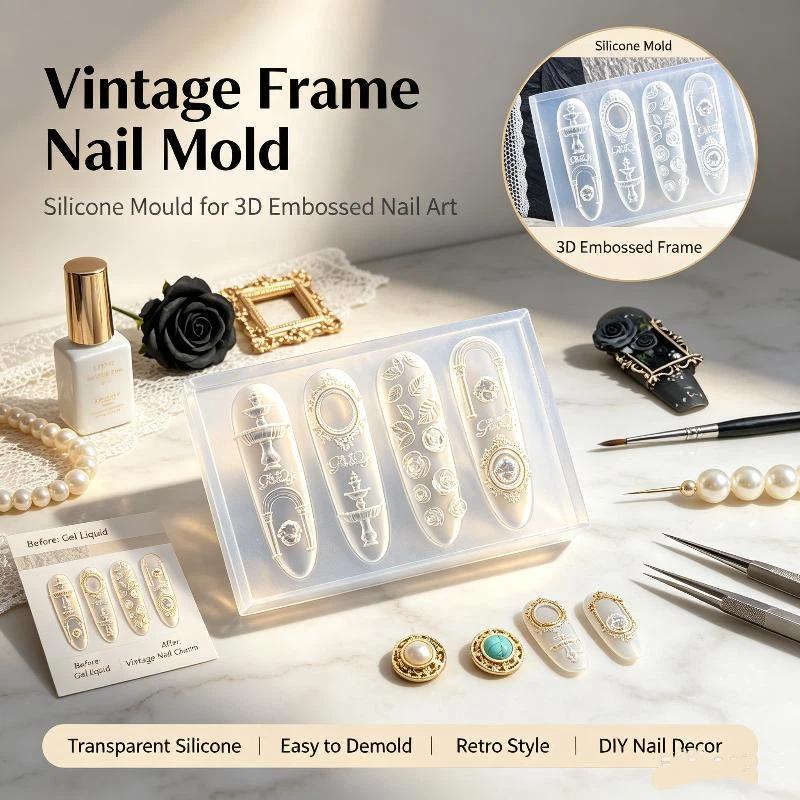3D Wishing Fountain Nail Art Silicone Mold Compatible with UV Gel Resin Nail Charm Mould for DIY Nail Art Salon Home Craft