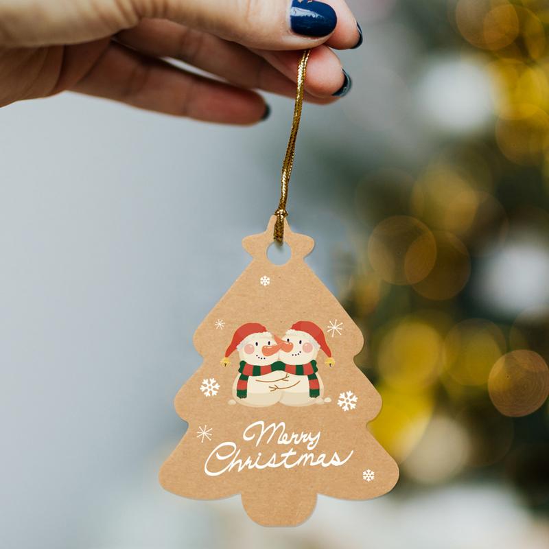 

Милые рождественские бирки Крафт-бумага Мультяшные праздничные теги Портативное подвесное украшение Набор милых украшений Для дома Работы CHINA