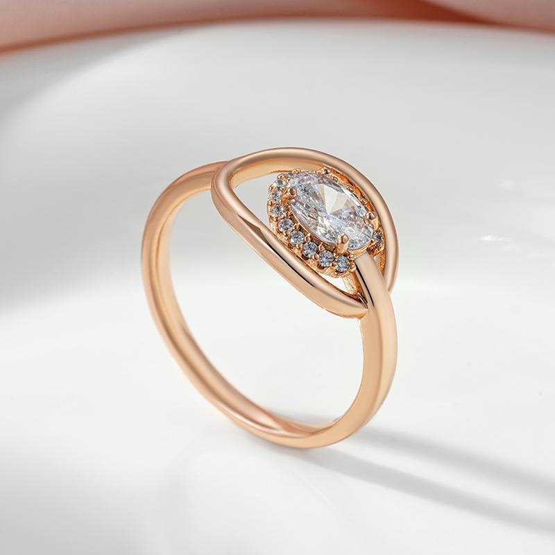 Kinel – bague de mariage en Zircon blanc brillant pour femmes, bague de luxe de couleur or Rose, tendance