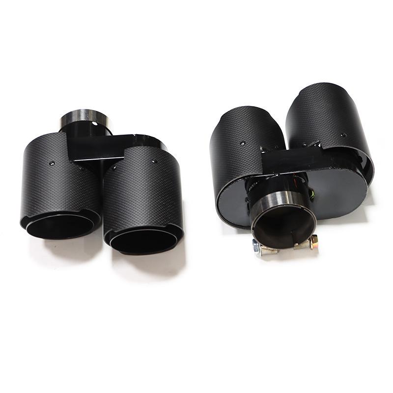 BMW 4 Series (G22) Quad Exhaust Pipe Mod: Stainless Steel & Black Carbon Fiber Tailpipes