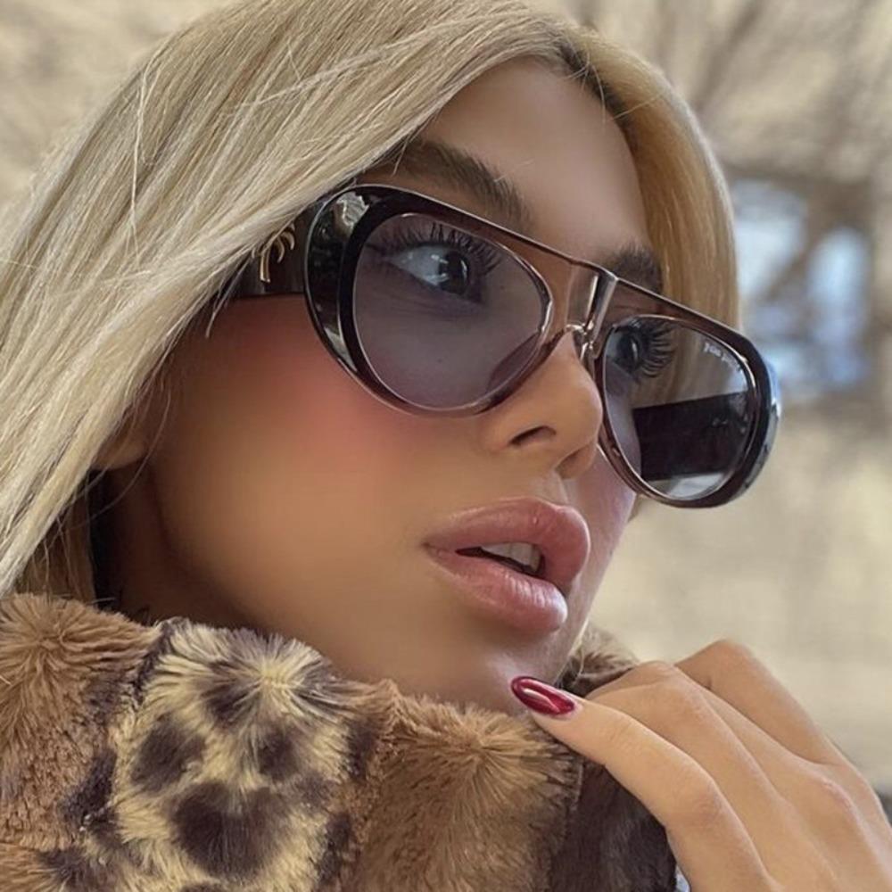 Vintage Wide Legs Sun Glasses Fashion UV400 Eyewear Trend Large Frame Sunglasses  Unisex