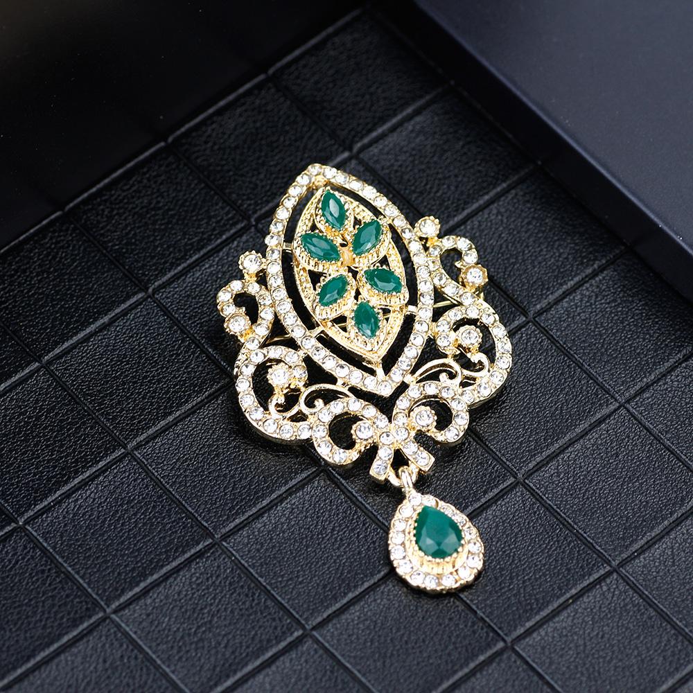 Gold Color Crystal Bride Wedding Jewelry Brown Brooch Flower Type Jewelry