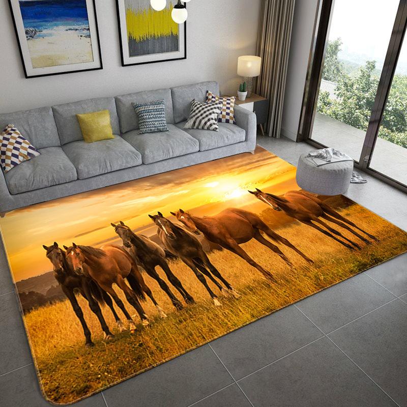 Wild Horse Carpet, European Pastoral Entrance Carpet, Coffee Table, Bedroom, Full Mat In Front Of Bed