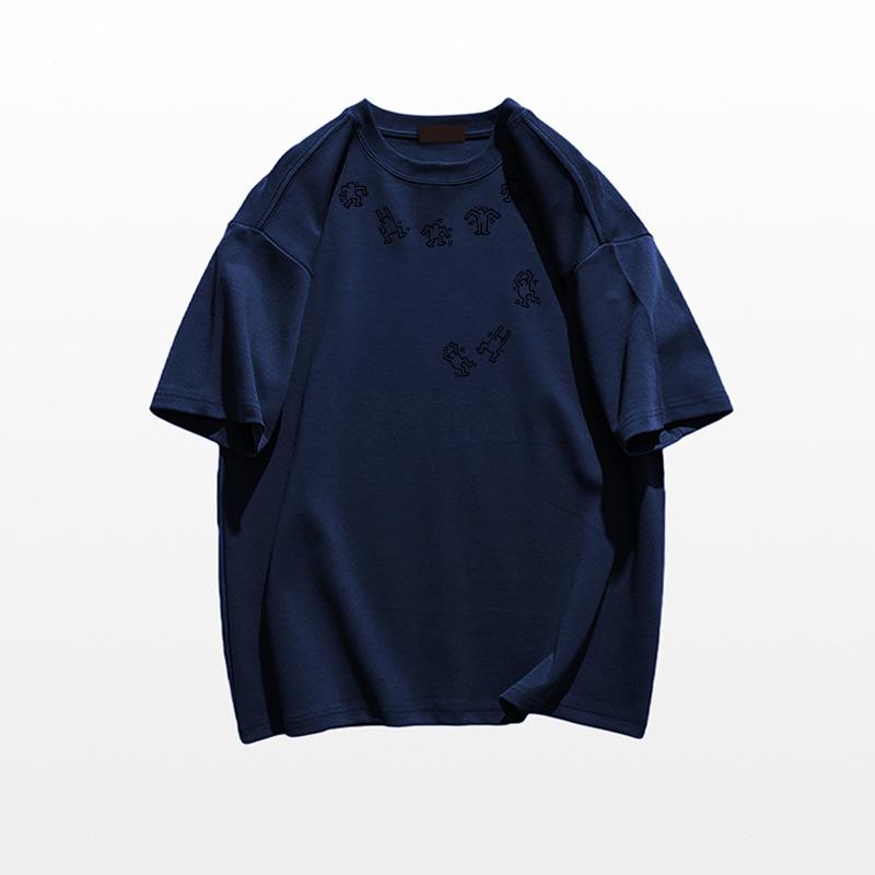 Damen 2025 Schwergewichtiges Graues Baumwoll-Sommer-T-Shirt mit Lockerem Halbem Ärmel