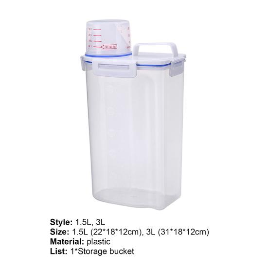 Rice Containers Airtight Large Capacity Plastic Clear Measuring Cup Rice Storage Bin for Kitchen