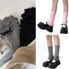 Ribbed Knit Boot Cuffs Footless Socks with Elegant Bows Designs for Women Layered Ruffle Edge Leg Warmers Streetwear