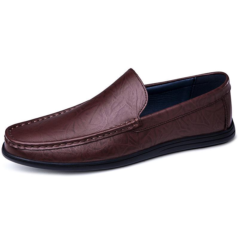 Men's Casual Slip-On Loafers - Flat Bottom Cowhide Moccasins for Spring/Summer