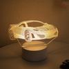 3D monochrome warm light sports car acrylic small night light home decoration night light suitable for bedrooms, study rooms