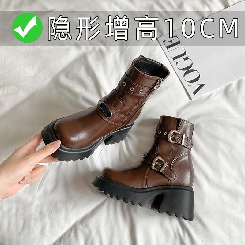 

Маленькие рыцарские ботинки с внутренней высотной вставкой ботинки Мартина женские новые на толстом каблуке высоком каблуке короткие ботинки ретро западные ковбойские ботинки женские 39