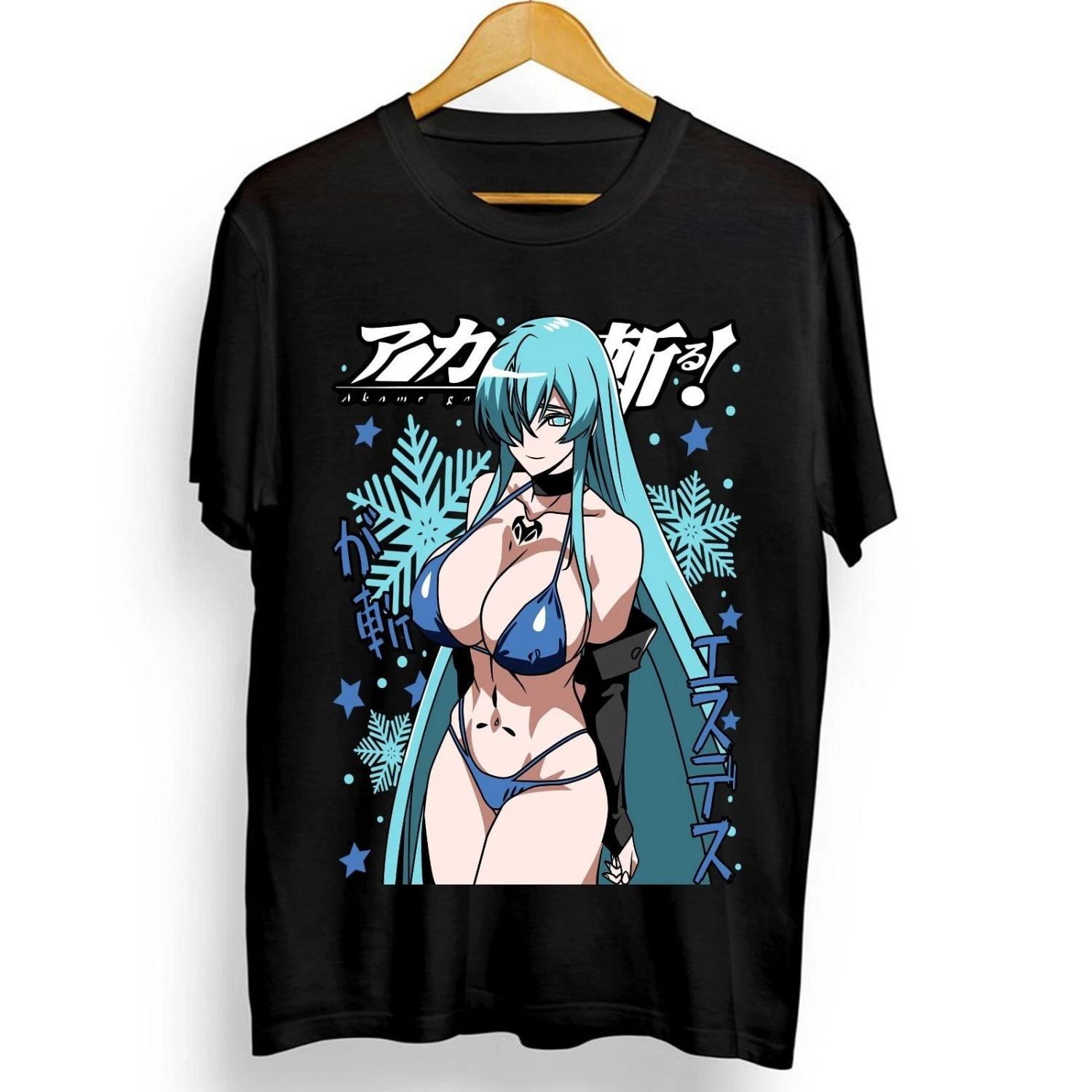 

2026 New Year Hot Sale Akame Ga Kill Esdeath Tshirt Akame Ga Kill Esdeath S Waifu Anime Shirt Womens Round Neck Short Sleeve XXXXXL чорний