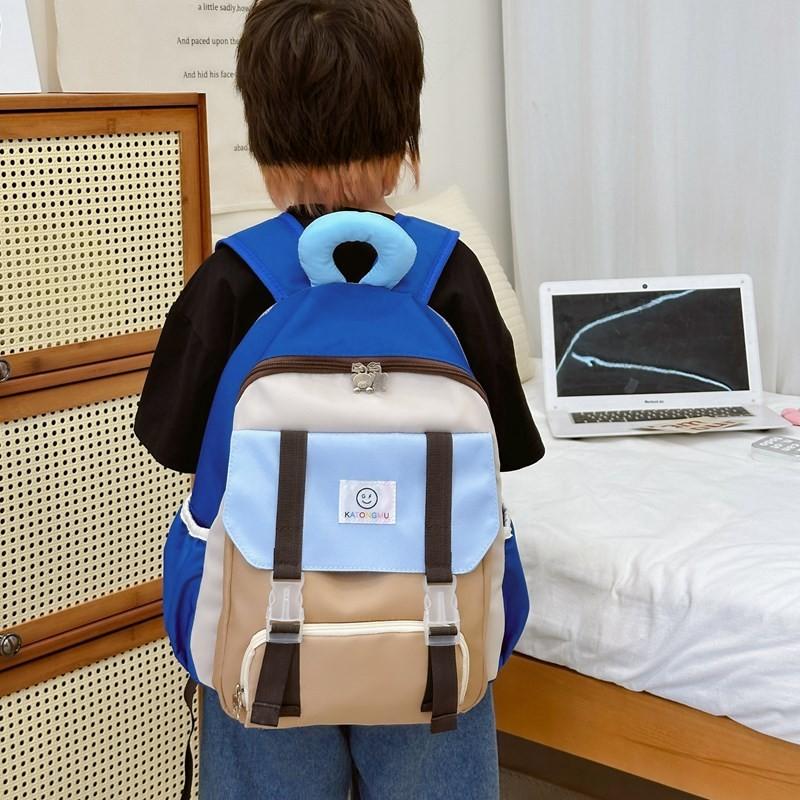 Trendy Color Block Large Capacity Backpack For Boys And Girls Perfect For Kindergarten